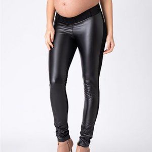Seraphine Faux Leather Panel Maternity Leggings 4